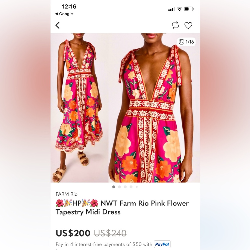 FARM Rio Fuchsia Floral Tie-Shoulder Maxi Dress - Picture 2 of 4